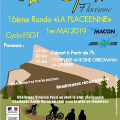 A vos Agendas: 16 ème Rando « La Flaceenne » du 1er Mai 2019 organisé par l’Etoile Cycliste Flacéenne