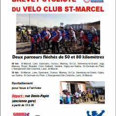 A VOS AGENDAS : BREVET CYCLISTE DU VELO CLUB ST MARCEL LE SAMEDI 22 FEVRIER 2020